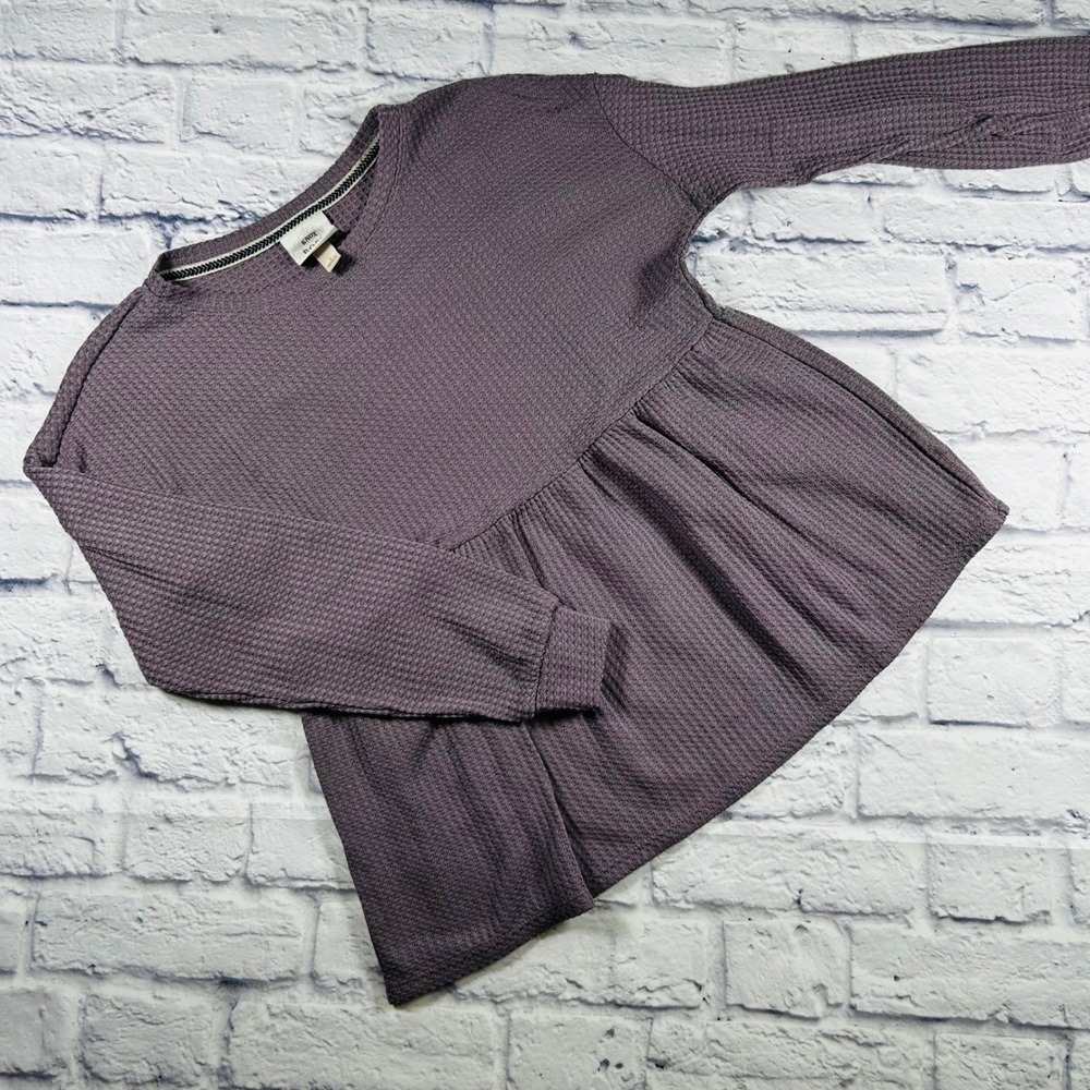 Knox Rose Womens Thermal Waffle Knit Babydoll Shirt Light Purple Small